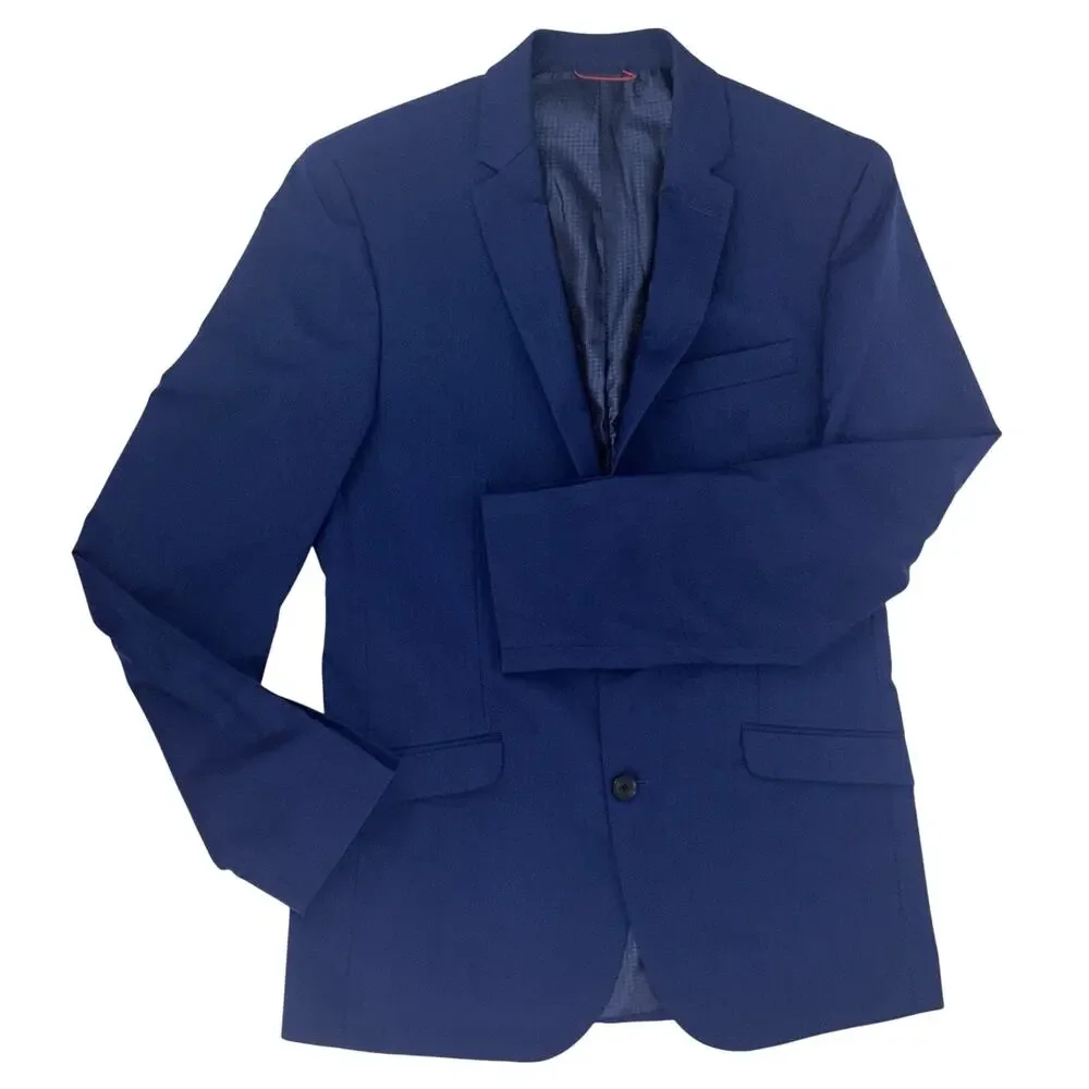 Billy‎ London Blazer Sport Coat Blue Size 38L 2-Button Single Vent Chest Pocket